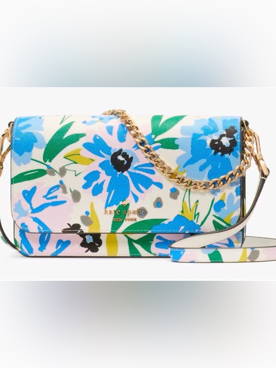 Kate Spade Floral Chain Crossbody Bag In Blue, Green, Pink, Yellow